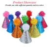 10PCS Glitter Mini Party Hats for Stuffed Animals, Colorful Mini Party Hats with Sequins and Pom-poms, Multicolor Sequins Cone Hat, Adjustable Birthday Hat for Dog, Cat, Doll, Rabbit, Puppy and Kitten view 3