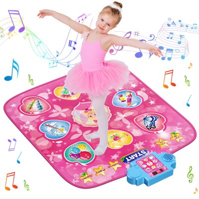 LZFYMXOK Dance Mat for Kids 3-12 9-Button Electronic Music Playmat with 3 Game Modes, 8 Challenge Levels & LED Score Display, Anti-Slip Foldable Dancing Pad, Birthday Gifts for Girls