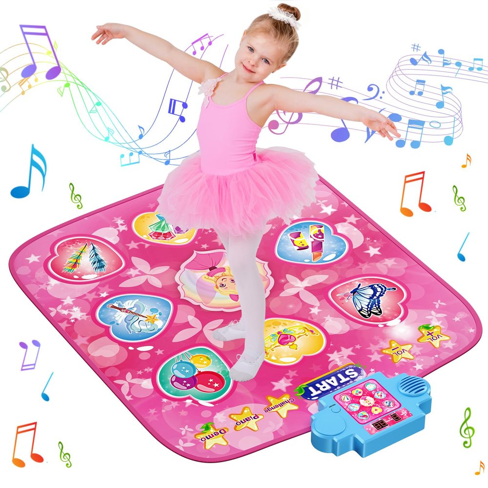 LZFYMXOK Dance Mat for Kids 3-12 9-Button Electronic Music Playmat with 3 Game Modes, 8 Challenge Levels & LED Score Display, Anti-Slip Foldable Dancing Pad, Birthday Gifts for Girls