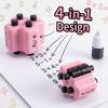 4-in-1 Math Stamp Roller, 2026 New 4 in 1 Math Practice Roller Stamp Set, Addition, Subtraction, Multiplication, Division, with Refill Ink, for Teacher Classroom and Home Use (Pink*2) view 2