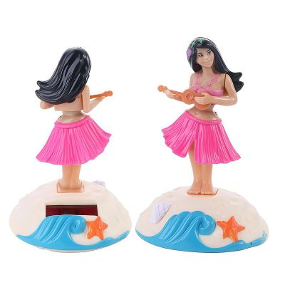 1 Pc Pink Solar Powered Dancing Figures Decoration -Hawaii Shaking Head Ornaments Hula Dance Girl -Car Dashboard Interior Decoration Desktop Ornaments,Solar Power Kits (4.13 x 2.56)