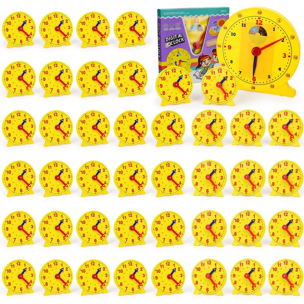 Lenwen 16 Pcs Classroom Clock Kit Learning Analog Clock for Kids