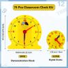 Lenwen 16 Pcs Classroom Clock Kit Learning Analog Clock for Kids view 2