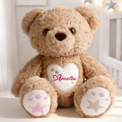 Aeekdook Custom Teddy Bear Stuffed Animal with Embroidered Name, Personalized Stuffed Teddy Bear Plush Toy for Kids, Personalized Gifts for Baby Girls Boys, Birthday for Her Him