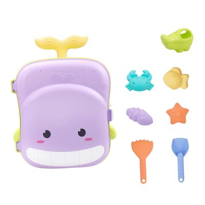 Beavorty Beach Sand Set with Shovel and Portable Pull Rod Case, Bath and Outdoor Play Sandcastle Building for Boys, Purple