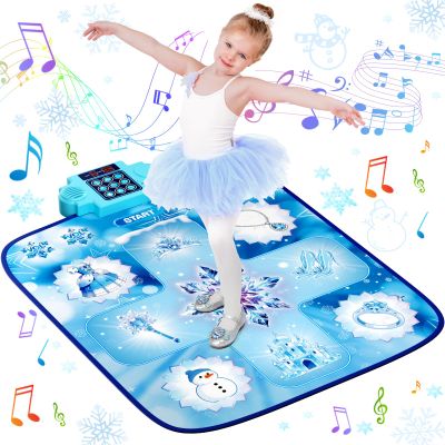 LZFYMXOK Dance Mat 9-Button Electronic Music Playmat with 8 Challenge Levels & LED Score Display, Frozen Theme Anti-Slip Foldable Dancing Pad for Kids 3-12, Birthday Gifts for Girls