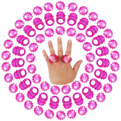 U-MOJOK 50 Pcs Purple Light Up Rings LED Flashing Rubber Finger Rings Glow in the Dark Party Favors for Carnival, Halloween, Christmas, Concert, Goodie Bag Fillers, Raves