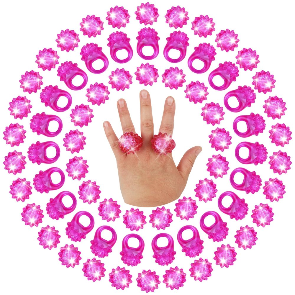 U-MOJOK 50 Pcs Purple Light Up Rings LED Flashing Rubber Finger Rings Glow in the Dark Party Favors for Carnival, Halloween, Christmas, Concert, Goodie Bag Fillers, Raves