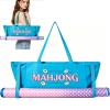 28.7x10.6 Inch Mahjong Bag for Mah Jongg Set, Empty Canvas Tote Bag with Zipper & Outer Pockets, Lined Large Capacity Carrying Bag for Rolled Mat, Tiles, Racks, Pushers & Mahjong Accessories (Blue) view 1