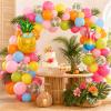 Tropical Balloons, 12 Inch Blue Hot Pink Yellow Orange Green Pink Balloons with Palm Leaf Balloons and Pineapple Cocktail Foil Balloons for Luau Hawaiian Pool Party Summer Birthday Supplies view 4