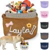 Morlavid Personalized Dog Toy Basket Custom Pet Toy Box Embroidery Name Customized Woven Cotton Rope Storage Bins Organizer for Dog Toy Clothing view 1