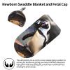 African Penguin Swaddle Blanket with Nursery Hats for Baby Girl Boy, Adjustable Breathable Newborn Receiving Blanket Swaddle Wrap with Beanies Soft Cotton Baby Sleep Sacks 0-6 Months view 2