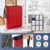 9 Pocket Card Binder,Premium Zip Trading Top Loader Binder,720 Double Sided Pocket Collection Binder,Tech Inspired,Wear Resistant & PU Carbon Fiber Texture for MTG,TCG,Game Cards,Sport Cards,Red view 3