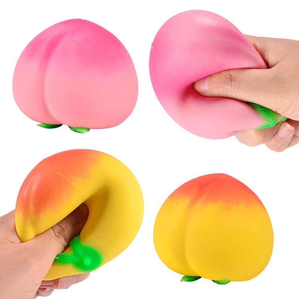 2 Pcs Peach Squishies Slow Rising Stress Relief Toy, 2.76" Realistic Peach Shaped Fruit Squeeze Balls, Durable and Soft Flexible Fidget Toys Decompression Gift for Adults