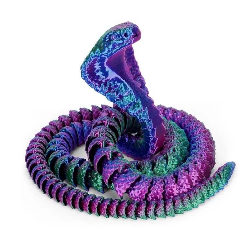 1pcs 3D Printed Articulated Dragon Snake Fidget Toy Crystal Design Stress Relief Desk Toy Home Decor Unique Executive Gift Idea(Dazzling,30cm)
