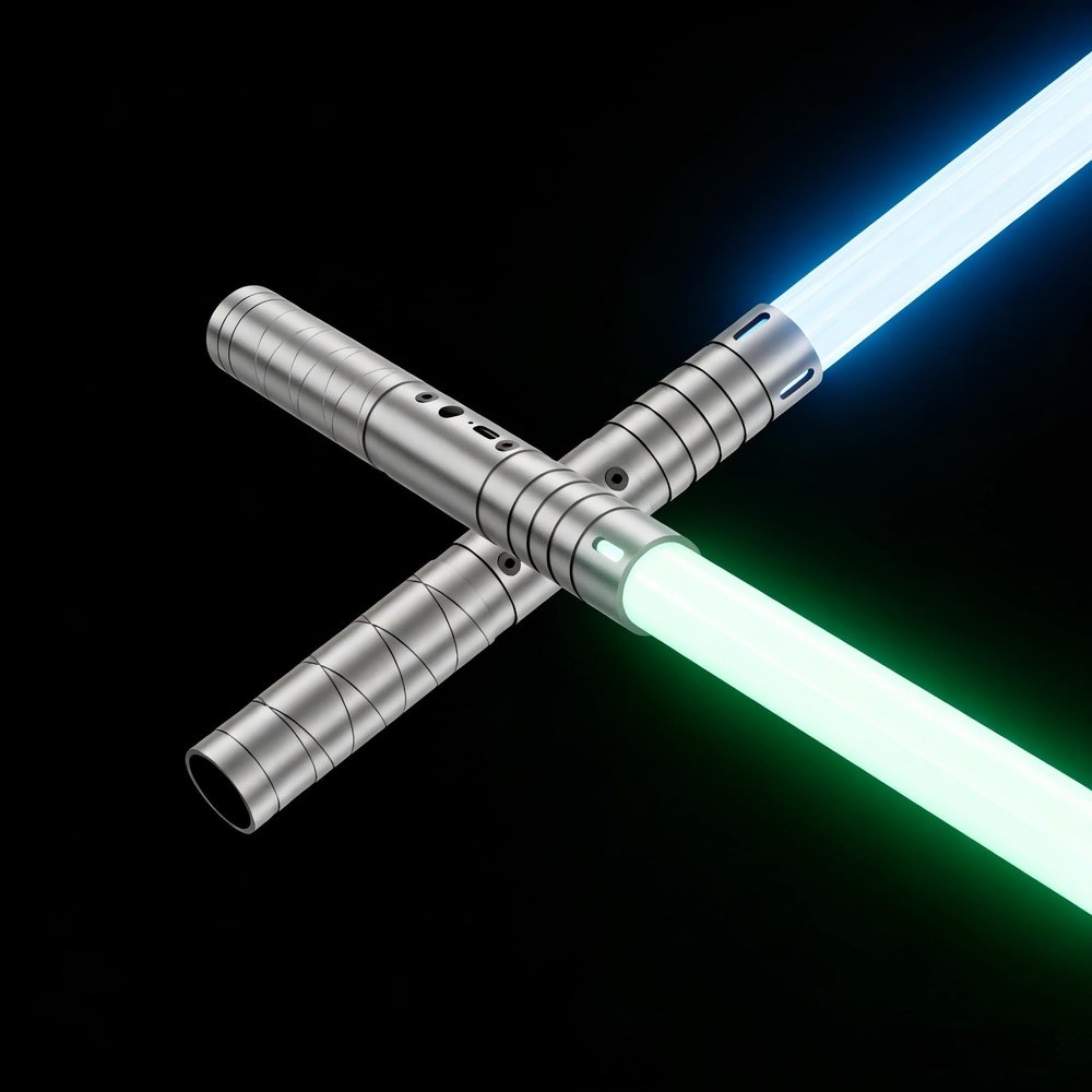 CHINEYDY Dueling Lightsaber 2 Pack,Metal Hilt Force FX Light Saber,20 RGB Colors Rechargeable Smooth Swing Light Sword,2-in-1 Double-Bladed for Adults Kids Cosplay Galaxy War