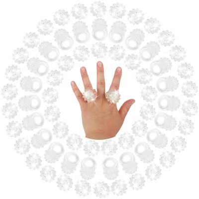 U-MOJOK 50 Pcs Clear Light Up Rings LED Flashing Rubber Finger Rings Glow in the Dark Party Favors for Carnival, Halloween, Christmas, Concert, Goodie Bag Fillers, Raves