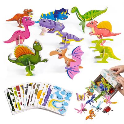 100 PCS DIY 3D Creative Insect Paper Jigsaw Puzzle Set, 2026 New Educational 3D Animal Puzzles Smart 3D Assembly Challenge Insect Puzzle, Glue-Free Assembly Birthday Party Gifts (Dinosaurs)