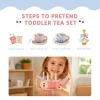 Wooden Pretend Play Tea Party Set - 40+ Pcs Afternoon Tea Set. Teacups & Kitchen Accessories for Toddlers Girls Boys , Montessori Educational Learning Toy Gift view 3