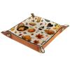 Microfiber Leather Dice Holder Folding for RPG DND Table Games, Dice Trays Storage Box Portable Folding Rolling Dice Tray 20.5x20.5cm, Thanksgiving Food Print view 2