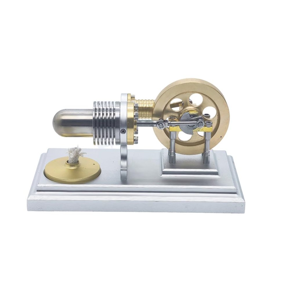 Stirling Engine Model Kit, Mini -Type Horizontal Stirling Hot Air Engine Model, External Combustion Demonstration, Mechanical Science Collectible(J06C)