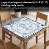 Blue Chinoiserie Pavilion Mahjong Mat with Rules for Table 31.5x31.5, Traditional Chinese Non-Slip Noise Reduction Mahjong Table Mat for Poker Board Games Card Games Dominoes, Chinoiserie Decor view 2