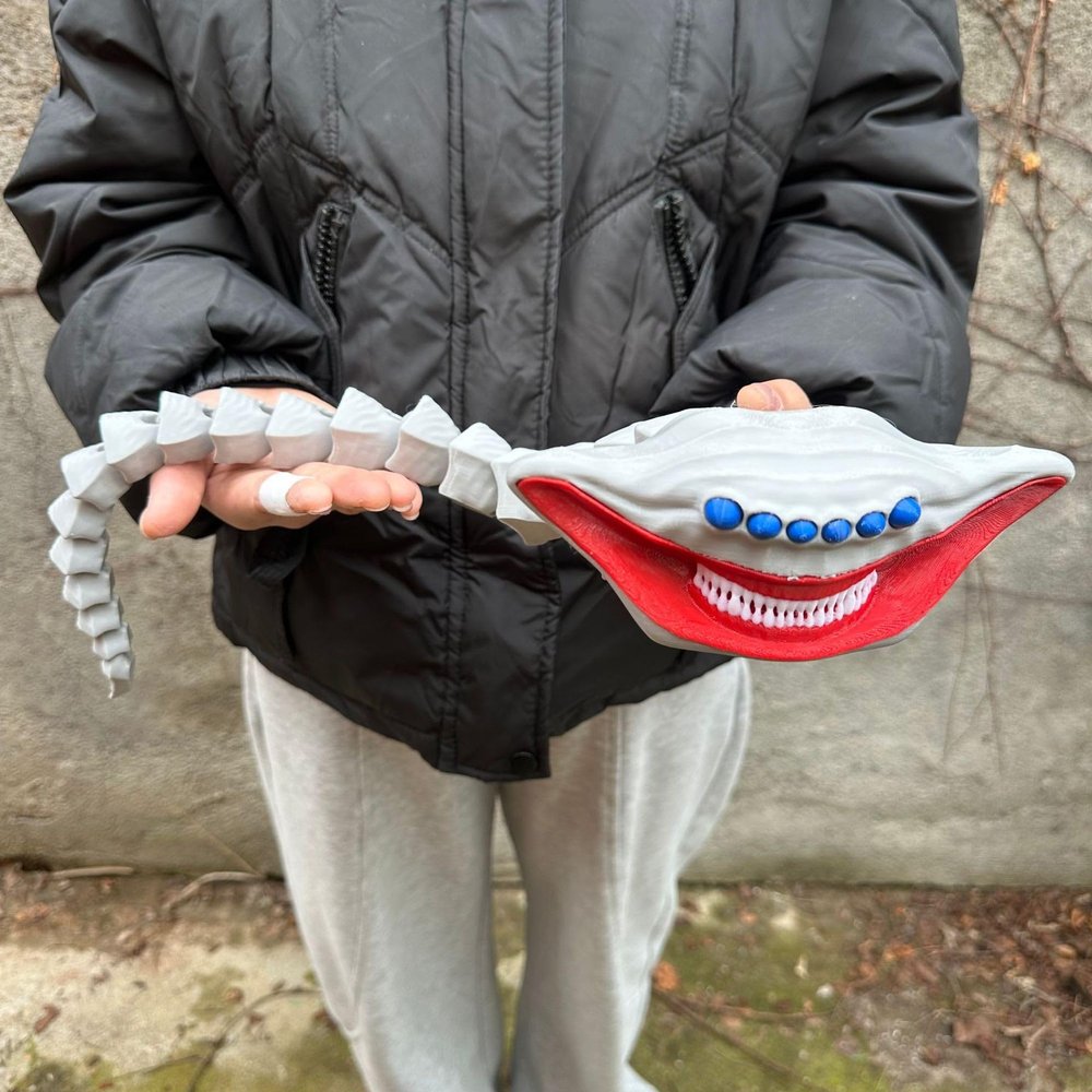 Extra-Large sea Eater Toy,sea Monster Maya 3D Printed Flexible Articulated Fidget Toy Sea Eater Creature Collectible, sea Eater Monster Toy Desk Toy & Unique Gift for Ocean Lovers (M-White 52cm)