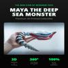 Extra-Large sea Eater Toy,sea Monster Maya 3D Printed Flexible Articulated Fidget Toy Sea Eater Creature Collectible, sea Eater Monster Toy Desk Toy & Unique Gift for Ocean Lovers (M-White 52cm) view 2