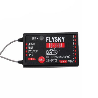Hylukono Flysky FS-SR8A 8CH Receiver with Dual Antenna, 2.4GHz ANT Remote Control Receiver Protocol for FS-ST8 RC Transmitter Remote Control Airplanes, Helicopters, Cars, Boats, and Robotics