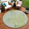 HomeRoots 615682 8 ft. Artichoke Green & Mint Green Round Abstract Washable Indoor & Outdoor Area Rug view 1