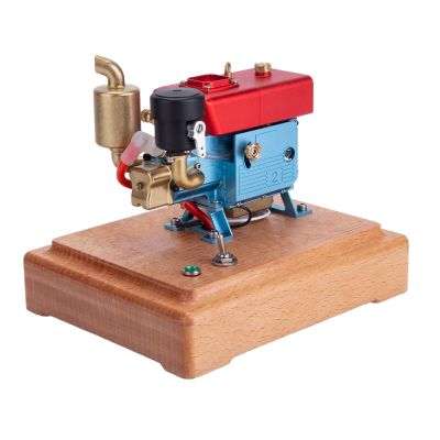 Retrol Engine Model Kit that Runs, 1/8 2.6c Mini Single-Cylinder Four-Stroke Engine Model Aluminum Version, Physics and Science Engine Model Kits for Adults(Red and Blue)