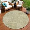HomeRoots 630539 8 ft. Sage & Beige Round Abstract Washable Indoor & Outdoor Area Rug view 1