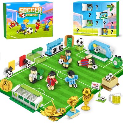 2026 World Soccer Cup Themed 24 Pack Building Blocks with Keychains, 600 PCS Sports Mini Building Toys, Individually Wrapped Party Favors, Classroom Prizes, Travel Toys, Gifts for Kids Ages 4-12