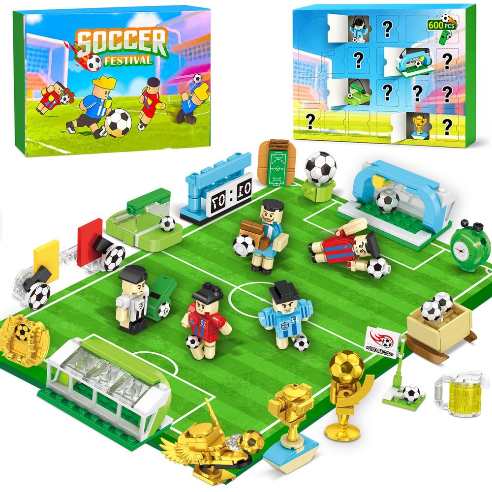 2026 World Soccer Cup Themed 24 Pack Building Blocks with Keychains, 600 PCS Sports Mini Building Toys, Individually Wrapped Party Favors, Classroom Prizes, Travel Toys, Gifts for Kids Ages 4-12