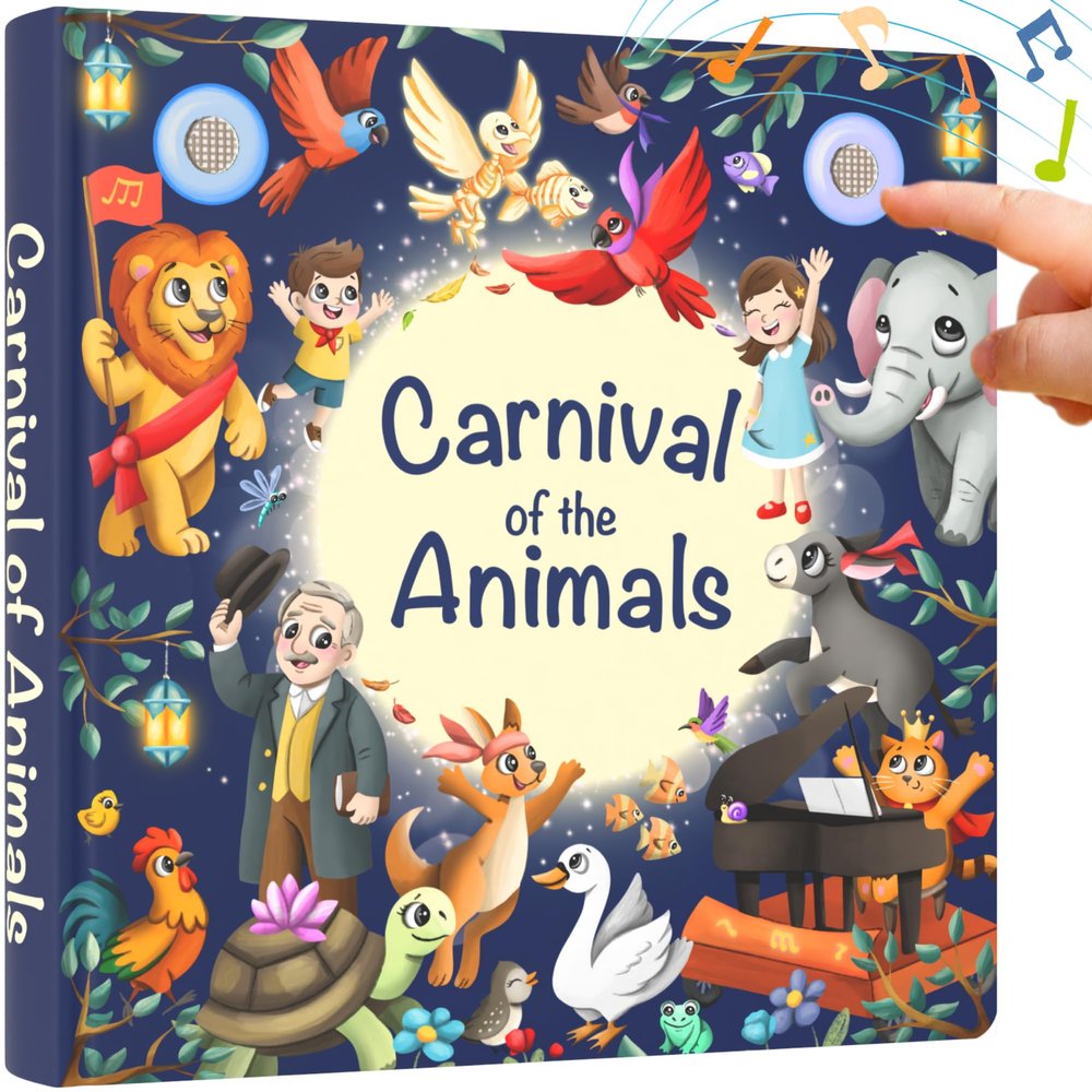 LITTLE MAESTRO Carnival of Animals by Saint-Sans The Complete Musical Suite, Musical Books for Toddlers, 28-Button Music Book, Musical Toys for Toddlers 1-3