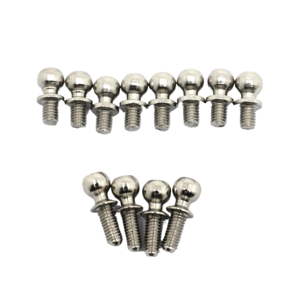12Pcs Compatible Metal M3 Hex Ball Head Screws for 144001 144002 124016 124017 124018 124019 RC Car Spare Parts Accessories