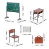 13Pcs Miniature Dollhouse School Supplies Set, Mini Classroom Furniture Desk Chair Blackboard Schoolbag Accessories, Tiny Doll School Stuff Playset for Learning Role Play, Brown view 4