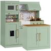 Best Choice Products Pretend Play Kitchen for Kids, Interactive Wooden Toddler Playset with Island, Espresso Machine, 17 Accessories - Sage view 1