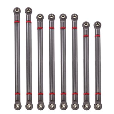 8pcs/lot Internally Threaded Aluminum Link with M3 Rod End Set 313mm Wheelbase for 1/10 RC Crawler Axial SCX10 RGT 86100(Titanium (D7mm))