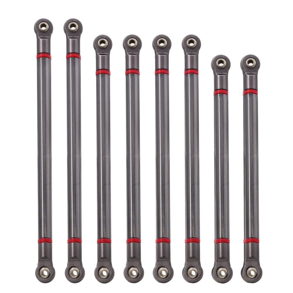 8pcs/lot Internally Threaded Aluminum Link with M3 Rod End Set 313mm Wheelbase for 1/10 RC Crawler Axial SCX10 RGT 86100(Titanium (D7mm))