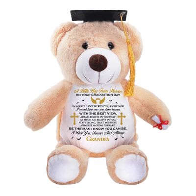 A Little Hug from Heaven on Your Graduation Day - Personalized Graduation Teddy Bear, Customized Class of 2026 Memorial Animal Stuffed, Daughter Teddy Bear from Loss Mom Dad, Senior Remembrance Gift