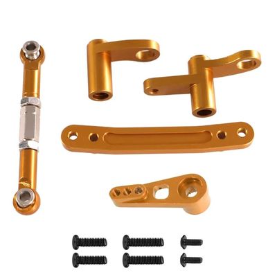 COMODO Metal Steering Components for 1/16 RC Cars Aluminum Servo Rod & Arm Upgrade Kit Compatible with Models(Yellow)