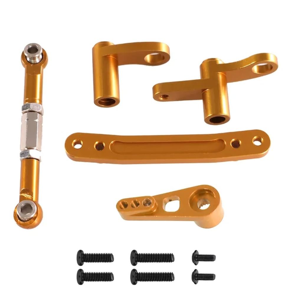 COMODO Metal Steering Components for 1/16 RC Cars Aluminum Servo Rod & Arm Upgrade Kit Compatible with Models(Yellow)
