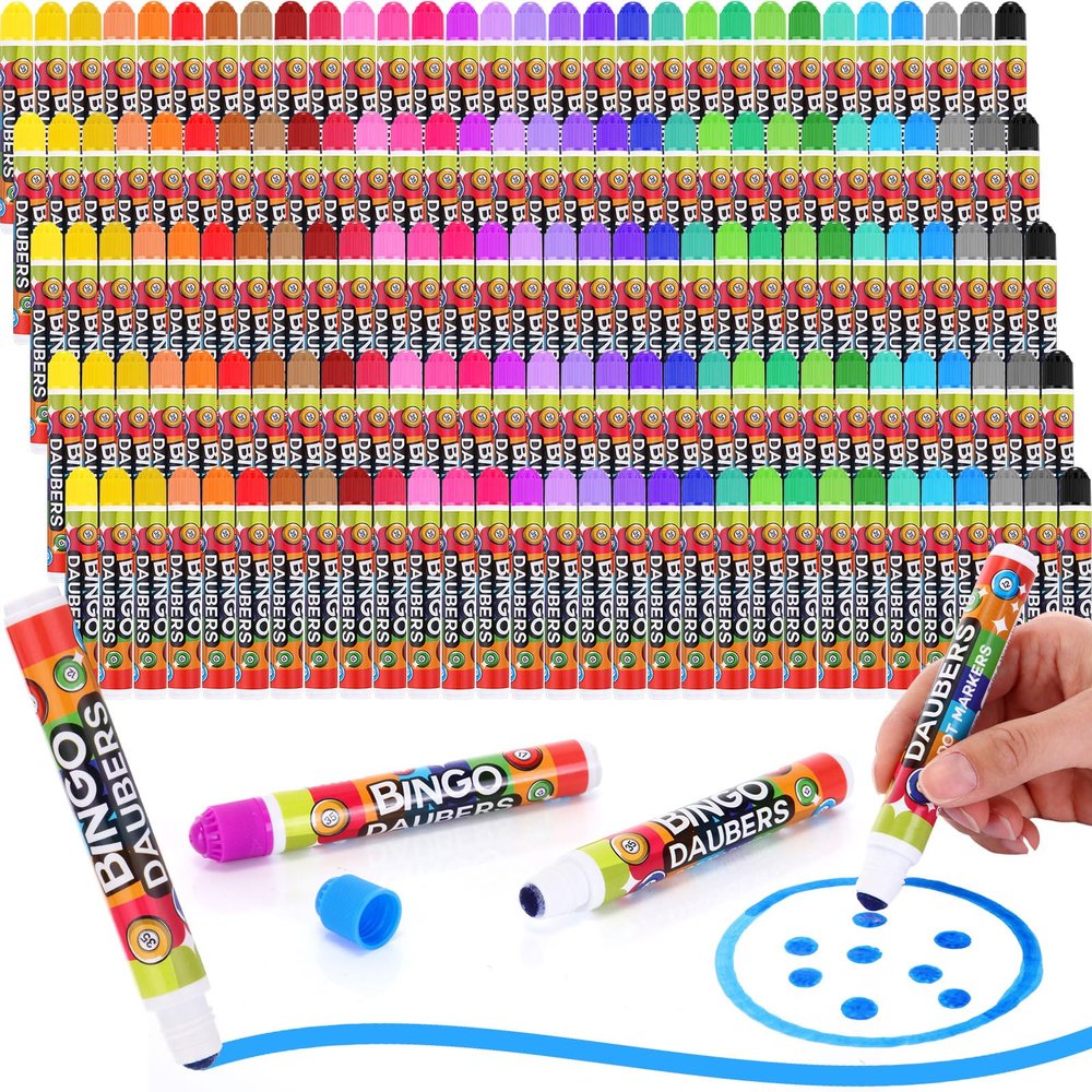 Crtiin 150 Pack Bingo Daubers Dot Markers, 30 Colors Bulk Kids Art