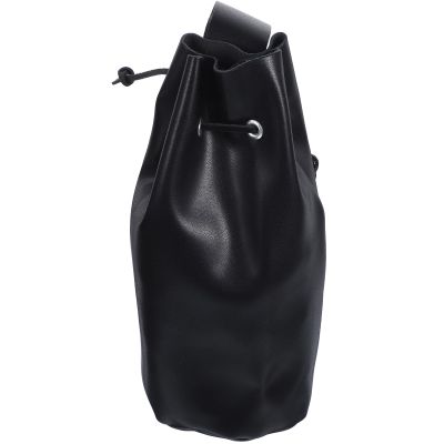 FRCOLOR Medieval Drawstring Waist Bag Portable Faux Leather Pouch for Renaissance Cosplay Halloween Party Favor Black Adjustable Belt Accessory