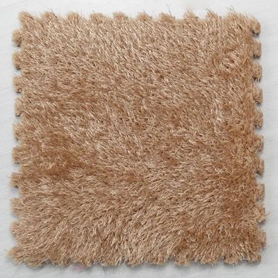 LBAawxe Plush Interlocking Carpet Tiles, 24 Pieces, Non-Slip Puzzle Mat, Plush Room Climbing Area Rug, Easy to Clean(Light Coffee)
