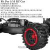 1/16 RC Wheels and Tires 4PCS, RCHuiWow 12mm Hex Plastic Rim Tires Set for 1/16 M-J-X16207-210,H-B-X16889-890,S-C-Y16101-106,Summit E-Revo Gorgon Grom,Mini Kraton 3S RC Truck Upgrades,Black&Red view 2