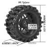 1/16 RC Wheels and Tires 4PCS, RCHuiWow 12mm Hex Plastic Rim Tires Set for 1/16 M-J-X16207-210,H-B-X16889-890,S-C-Y16101-106,Summit E-Revo Gorgon Grom,Mini Kraton 3S RC Truck Upgrades,Black&Red view 3