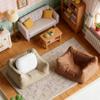 1 12 Scale Dollhouse Furniture,Dollhouse Miniatures & Miniature Dollhouse Accessories, 1:12 Scale 2-Piece Mini Sofa Set (Beige & Brown), Dollhouse Furniture for Living Room Scene Decor view 3