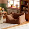 1 12 Scale Dollhouse Furniture,Dollhouse Miniatures & Miniature Dollhouse Accessories, 1:12 Scale 2-Piece Mini Sofa Set (Beige & Brown), Dollhouse Furniture for Living Room Scene Decor view 4